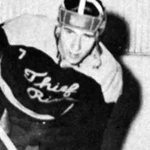 A hockey player is wearing a helmet and holding his stick.